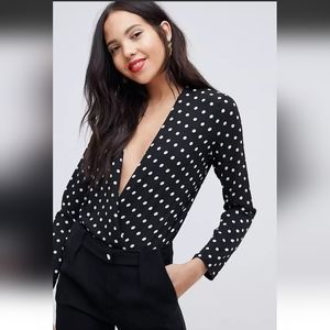 Nwot Parisian Tall polka dot bodysuit